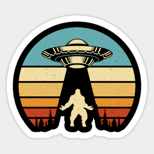 Retro alien ufo bigfoot abduction Sticker